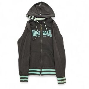 Vintage Lonsdale zip‎ up hoodie in brown and teal WOMEN SIZE 10
